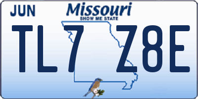 MO license plate TL7Z8E