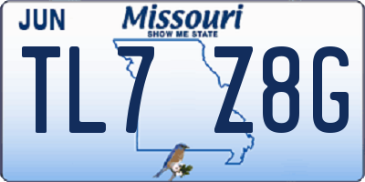 MO license plate TL7Z8G