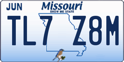 MO license plate TL7Z8M
