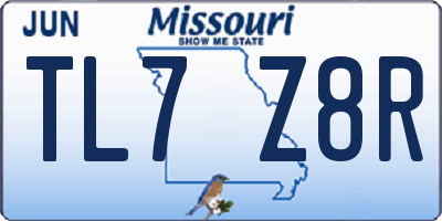 MO license plate TL7Z8R