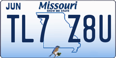 MO license plate TL7Z8U