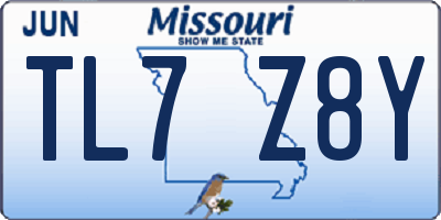MO license plate TL7Z8Y