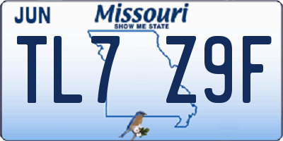 MO license plate TL7Z9F