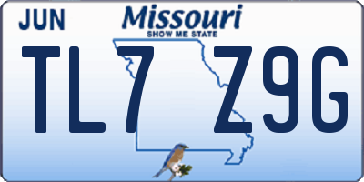 MO license plate TL7Z9G