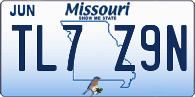 MO license plate TL7Z9N