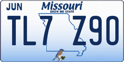 MO license plate TL7Z9O