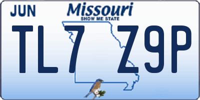 MO license plate TL7Z9P
