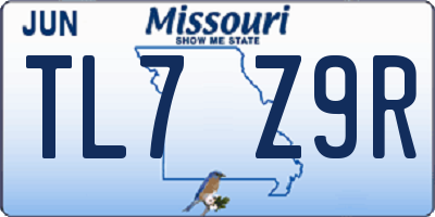 MO license plate TL7Z9R