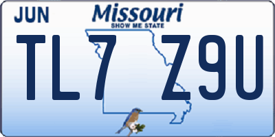 MO license plate TL7Z9U