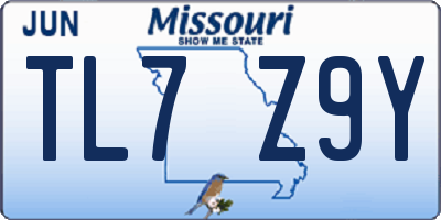 MO license plate TL7Z9Y