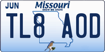 MO license plate TL8A0D