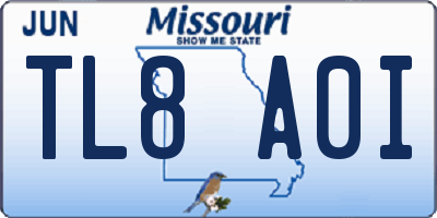 MO license plate TL8A0I