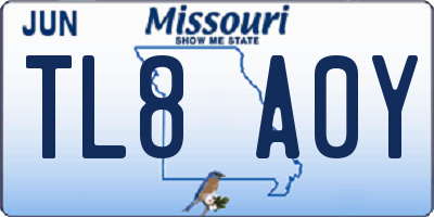 MO license plate TL8A0Y