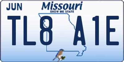 MO license plate TL8A1E