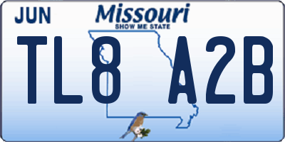 MO license plate TL8A2B