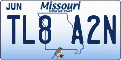 MO license plate TL8A2N