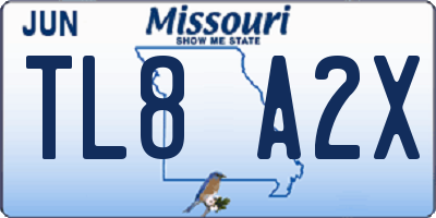 MO license plate TL8A2X