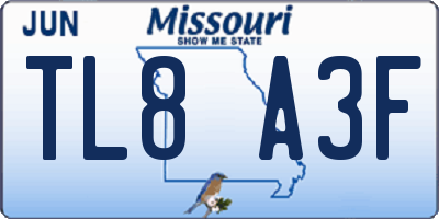 MO license plate TL8A3F