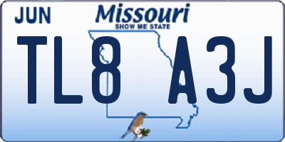MO license plate TL8A3J