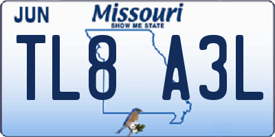 MO license plate TL8A3L