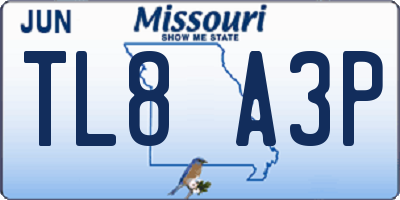 MO license plate TL8A3P