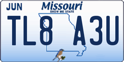MO license plate TL8A3U