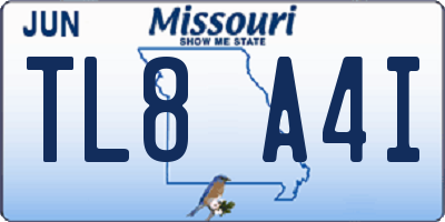 MO license plate TL8A4I