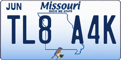 MO license plate TL8A4K