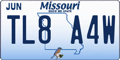 MO license plate TL8A4W