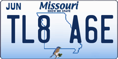 MO license plate TL8A6E