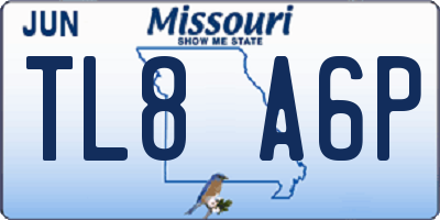 MO license plate TL8A6P