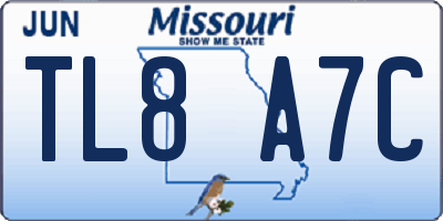 MO license plate TL8A7C