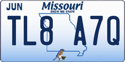 MO license plate TL8A7Q