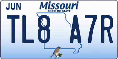 MO license plate TL8A7R