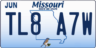MO license plate TL8A7W