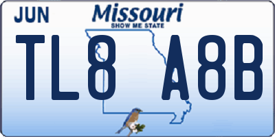 MO license plate TL8A8B