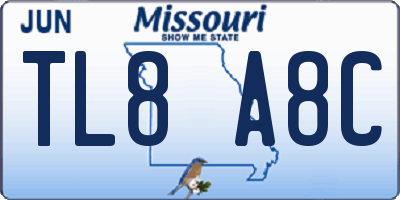 MO license plate TL8A8C