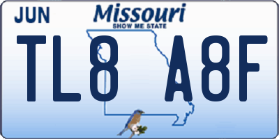 MO license plate TL8A8F