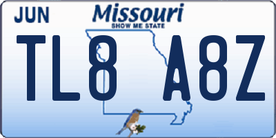 MO license plate TL8A8Z