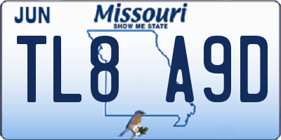 MO license plate TL8A9D