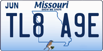 MO license plate TL8A9E