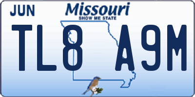 MO license plate TL8A9M