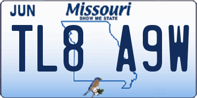 MO license plate TL8A9W