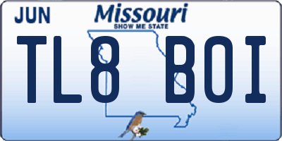 MO license plate TL8B0I