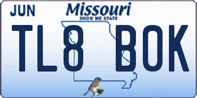 MO license plate TL8B0K