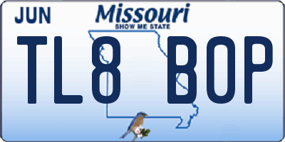 MO license plate TL8B0P
