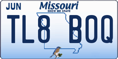 MO license plate TL8B0Q