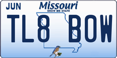 MO license plate TL8B0W
