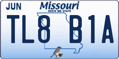 MO license plate TL8B1A