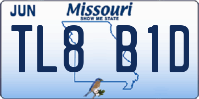 MO license plate TL8B1D